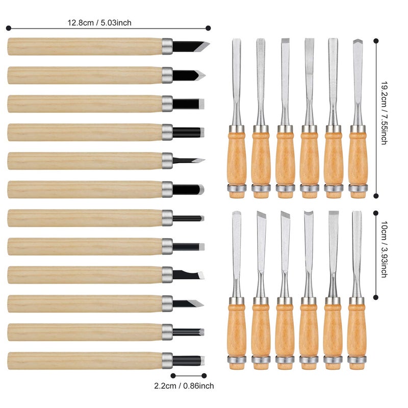 Calary 24Pcs Wood Carving Chisel Set - Kit Including Small and Large Size Wood Carver Set - Image 2